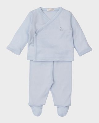 Boy's Fleecy Sheep Top and Footed Pants Set, Size Newborn-6M