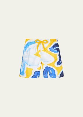 Boy's Floral-Print Swim Shorts, Size 2-10