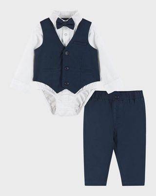 Boy's Four-Piece Woven Suit Set, Size Newborn-24M