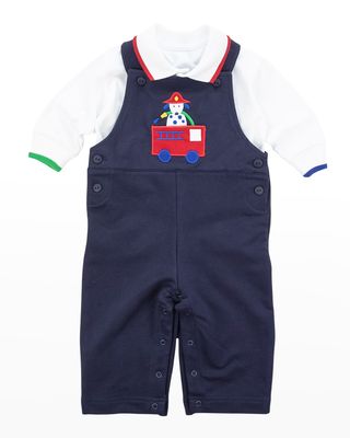 Boy's French Terry Overall Two-Piece Set, Size 9-24M