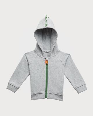 Boy's Front-Zip Hoodie With Spike Details, 6M-24M