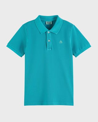 Boy's Garment-Dyed Pique Polo, Size 4-12