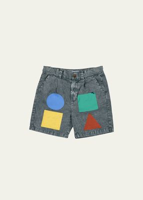 Boy's Geometric Colorblocked Woven Bermuda Shorts, Size 4-13