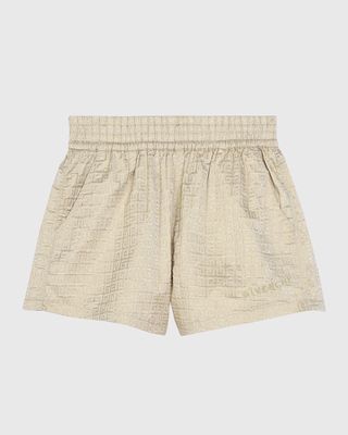 Boy's Golden Shimmer 4G Jacquard Shorts, Size 4-6