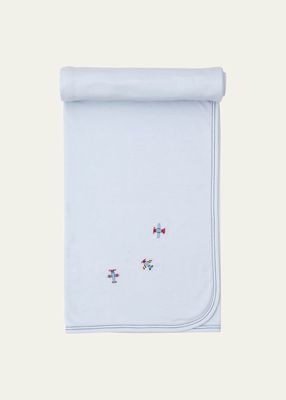Boy's Hand-Embroidered Sky Traffic Blanket