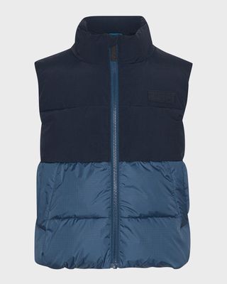 Boy's Heike Two-Toned Puffer Vest, Size 4-6