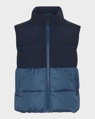 Boy's Heike Two-Toned Puffer Vest, Size 8-12