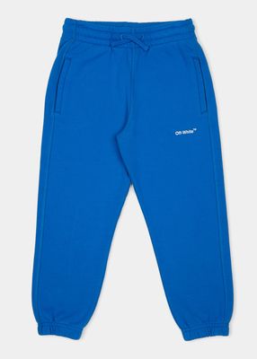 Boy's Helvetica Diagonal-Stripe Sweatpants, Size 4-8