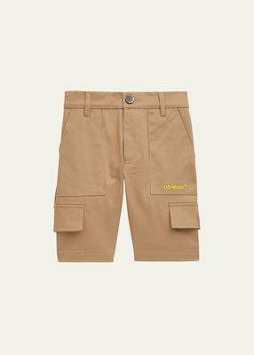 Boy's Helvetica Logo-Print Cargo Shorts, Size 4-12