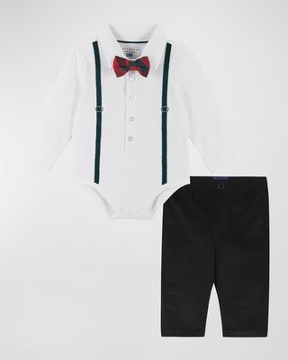 Boy's Holiday Suspender Two-Piece Set, Size 0-24 Months