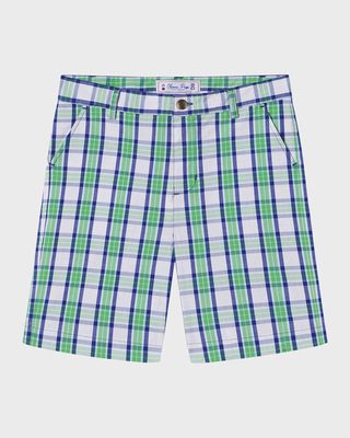 Boy's Hudson Plaid Poplin Shorts, Size 6-14