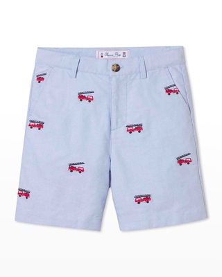Boy's Hudson Shorts - Firetruck Embroidery, Size 5-8