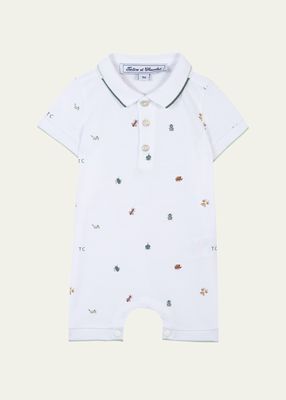 Boy's Insect-Printed Shortall, Size 3M-1