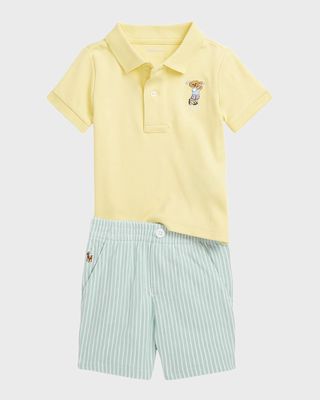 Boy's Interlock Short-Sleeve Golf Shirt and Shorts, 3M-24M