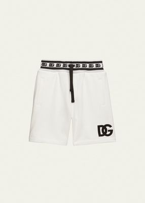 Boy's Interlocked Logo-Tape Sweat Shorts, Size 2-6