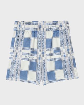 Boy's Jed Burberry Windowpane Shorts, Size 6M-2