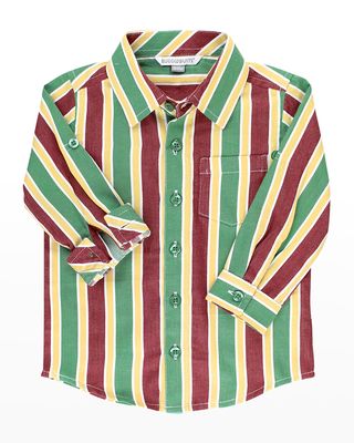 Boy's Jolly Stripe Button Down Shirt, Size 3M-5