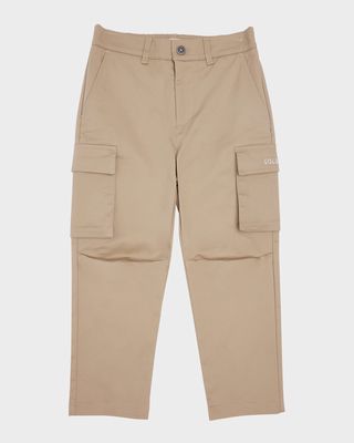 Boy's Journey Cotton Twill Cargo Pants With Embroidery, Size 12-14
