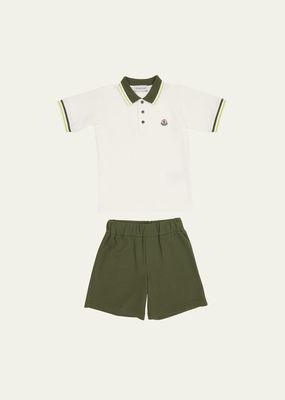Boy's Knitwear Polo and Shorts Set, Size 8-14