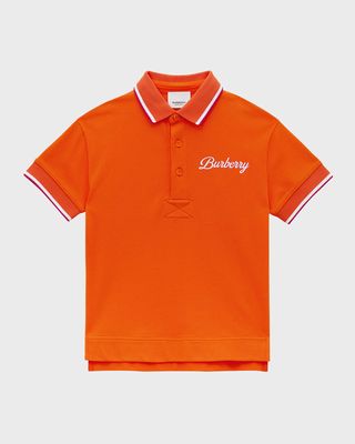 Boy's Langton Script Logo-Print Polo Shirt, Size 3-14