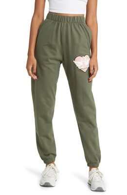 BOYS LIE Blue Read Reciepts Cotton Fleece Sweatpants in Green