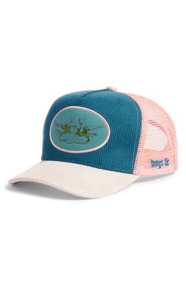 BOYS LIE Empire Trucker Hat in Teal /Blush