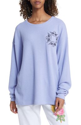 BOYS LIE Room to Grow Oversize Embroidered Long Sleeve Thermal T-Shirt in Purple