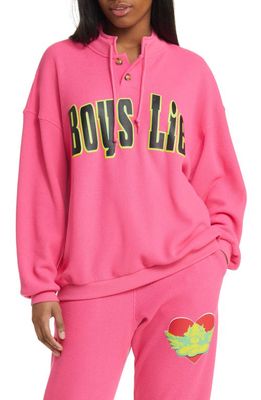 BOYS LIE Spunk Waffle Knit Graphic Henley in Neon Pink