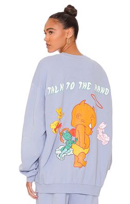 Boys Lie Talk To The Hand Crewneck in Baby Blue.