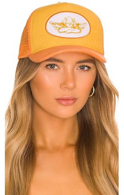 Boys Lie Trucker Hat in Orange.