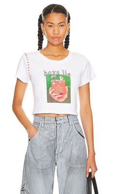 Boys Lie Twin Flame Crop Tee in White
