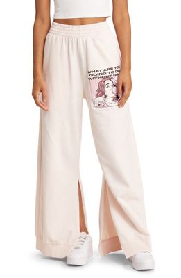 BOYS LIE What Are You Going to Do Cotton Wide Leg Sweatpants in Pink
