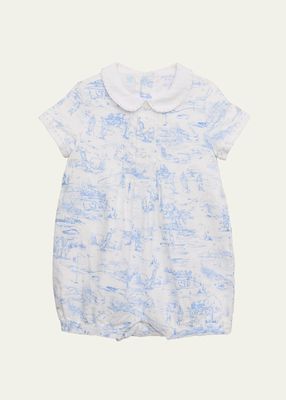 Boy's Linen Toile Shortall, Size 9M-24M