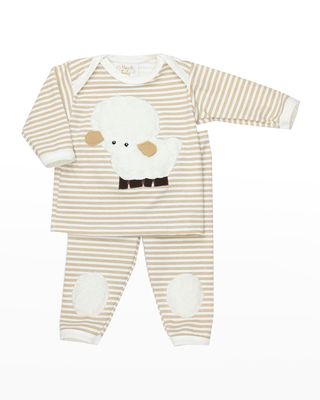 Boy's Little Lamb Striped Shirt w/ Leggings, Size Newborn-12M