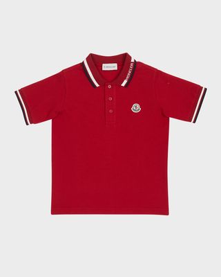 Boy's Logo Embroidered Cotton Polo, Size 4-6