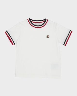 Boy's Logo Patch Striped Trim T-Shirt, Size 8-14