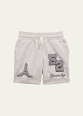 Boy's Logo-Print Embroidered Graphic Shorts, Size 4-5