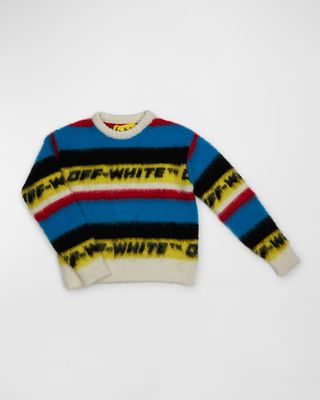 Boy's Logo Striped Multicolor Sweater, Size 4-12