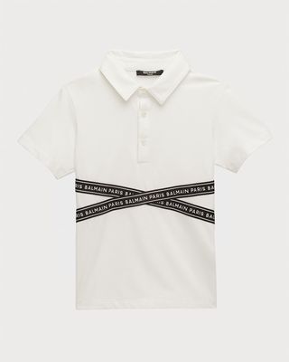 Boy's Logo-Tape Detail Polo Shirt, Size 4-10