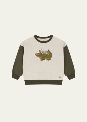 Boy's Lou Crocodile Sweatshirt, Size 6M-2T