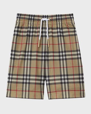 Boy's Malcolm Mesh Check Shorts, Size 3-14