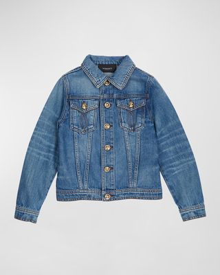 Boy's Marine Embroidered Denim Jacket, Size 8-14
