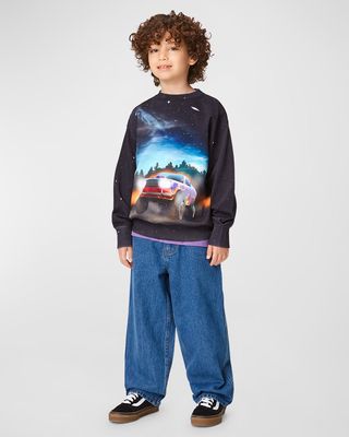 Boy's Mattis Truck-Print Sweatshirt, Size 4-7