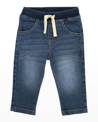 Boy's Medium Wash Drawstring Waistband Jeans, Size 3M-5