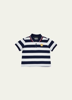 Boy's Medusa Striped Piquet Polo Top, Size 18M-36M