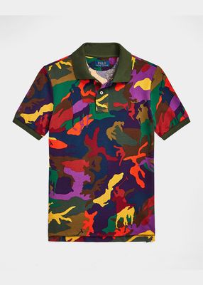 Boy's Mesh Camouflage-Print-Polo Shirt, Size S-XL