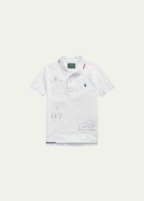 Boy's Mesh Embroidered Polo Shirt, Size S-XL