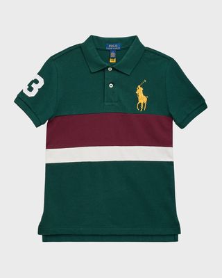 Boy's Mesh Polo Striped Shirt, Size 2-7