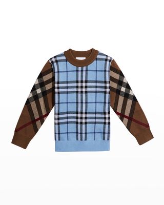 Boy's Milo Two Toned Checked-Print Sweatshirt, Size 3-14