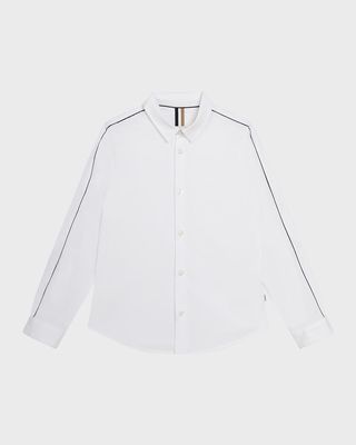 Boy's Mini Me Poplin Button-Front Dress Shirt, Size 4-16